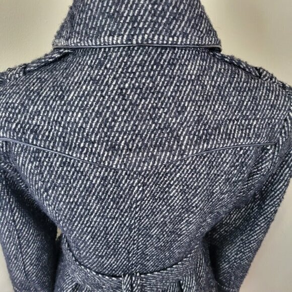 Miss Sixty Belted Mid-Length Wool Blend Coat Black White Tweed Women’s Size XS - Picture 8 of 16